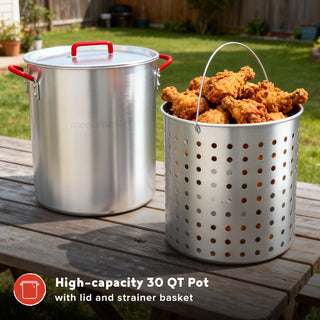 30 QT ALUMINUM POT WITH STRAINER BASKET