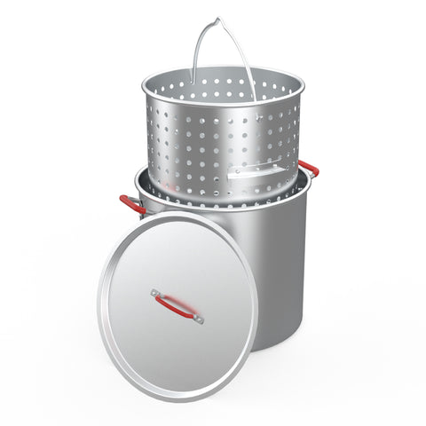 80 QT ALUMINUM POT WITH STRAINER BASKET