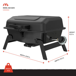 Megamaster Portable 1 Burner Propane Gas Tabletop Grill in Black