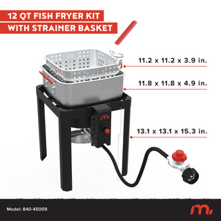 12 QT FISH FRYER KIT WITH STRAINER BASKET
