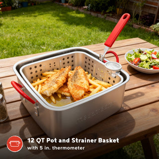 12 QT FISH FRYER KIT WITH STRAINER BASKET