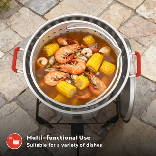 2-in-1 Outdoor Cooker Set: 30 QT Boil-Fry-Steam Pot + 10.5 QT Fryer Kit