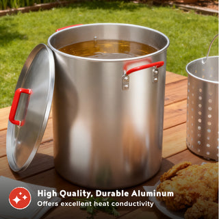 2-in-1 Outdoor Cooker Set: 30 QT Boil-Fry-Steam Pot + 10.5 QT Fryer Kit