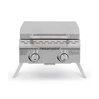 2 Burner Propane Gas Tabletop Grill in Stainless Steel closed